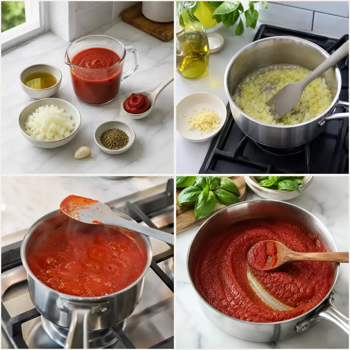 Przygotowanie sosu do pizzy – składniki, cebula, passata i redukcja