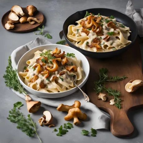 Makaron z kremowym sosem śmietanowo kurkowym - przepis