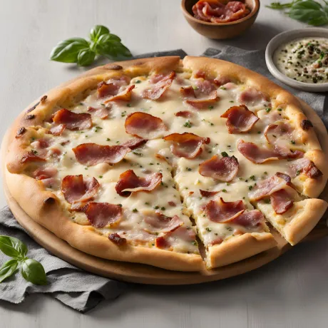 Pizza arbonara z boczkiem i cebulą - przepis